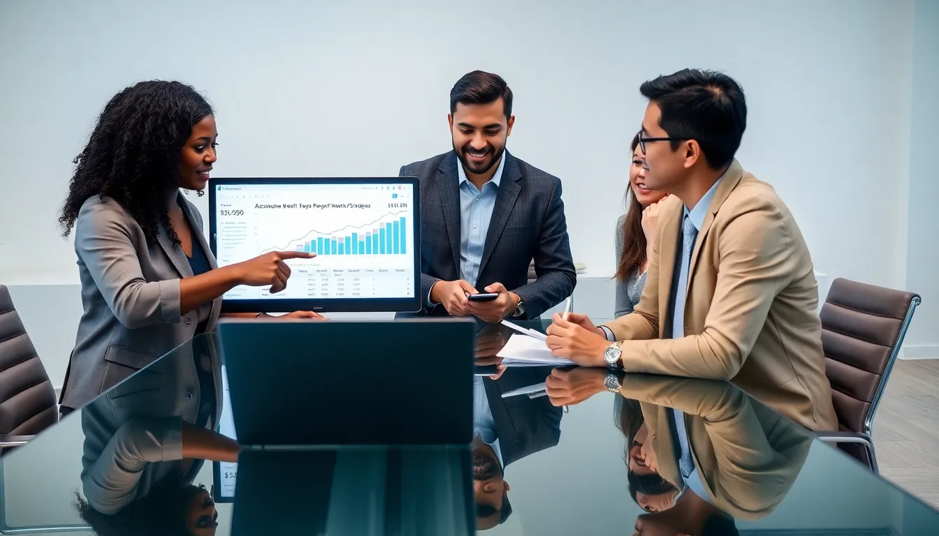 diverse team discussing accelerated debt solutions in a modern office.